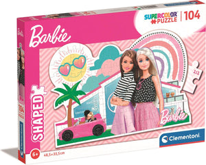 Clementoni legpuzzel super color - barbie roze auto, 104st.