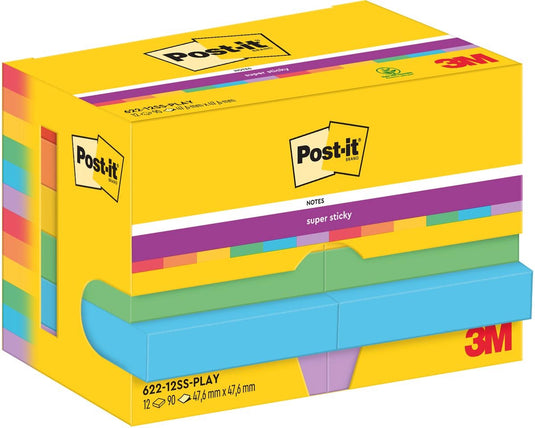 Post-it super sticky super sticky notes post-it 622-12ss-play 47.6x47.6 mm effen