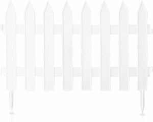 Prosperplast tuinhekjes - 7x stuks - kunststof - 320 cm - wit - borderrand - tuinafscheiding