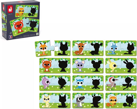 Janod - puzzelspel - dieren en hun schaduw