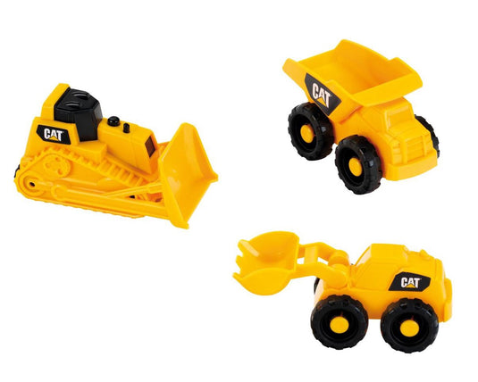 Klein toys cat bouwvoertuigen set - kiepvrachtwagen, bulldozer en schepmachine - geel zwart