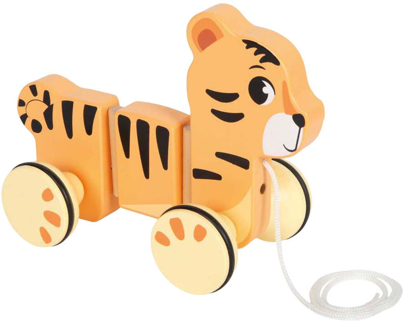 Load image into Gallery viewer, Small foot - houten trekdier tijger safari fsc
