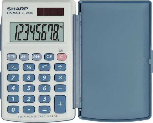 Sharp rekenmachine - el243s - grijs - 8 digit - 1x lr54 batterij - sh-el243s