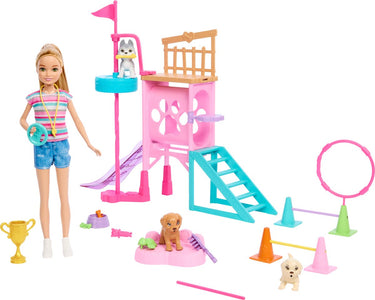 Barbie stacie hindernisbaan puppy's - met 3 pups - pop