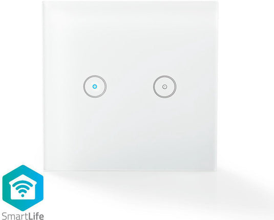 Nedis smartlife lichtschakelaar – wifi – dubbel – 1000w – glas – wit