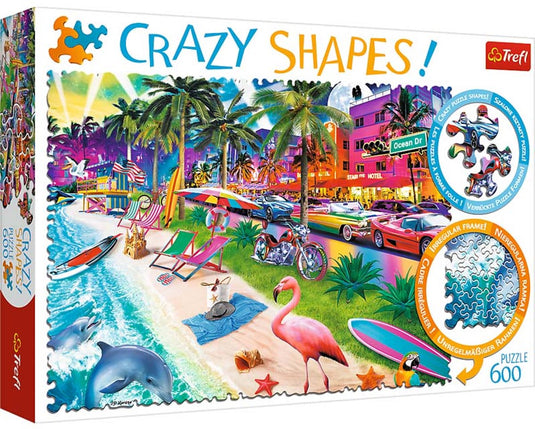 Trefl puzzel - crazy shapes miami beach - 600 stukjes karton.