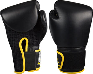 Avento bokshandschoenen pu - 14 oz - zwart geel 14 oz