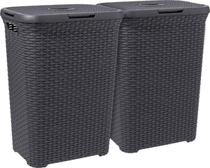 Curver style wasmand met deksel - 60l - 2 stuks - antraciet