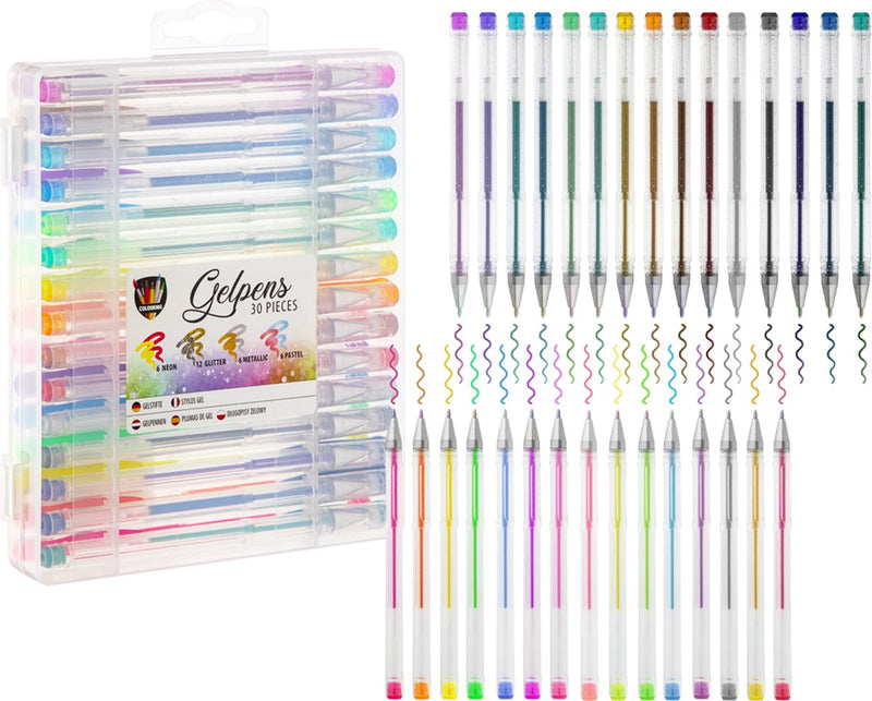 Load image into Gallery viewer, Grafix gelpennen 30pcs - schrijven handlettering - glitter effect - metallic effect - neon effect - pastel effect - gelpennen volwassenen
