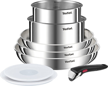 Tefal ingenio emotion l8968s04 – 8-delige pannenset – inox braadpannen steelpannen – afneembare handgreep – hermetische deksels – stapelbaar – inductie ovenbestendig