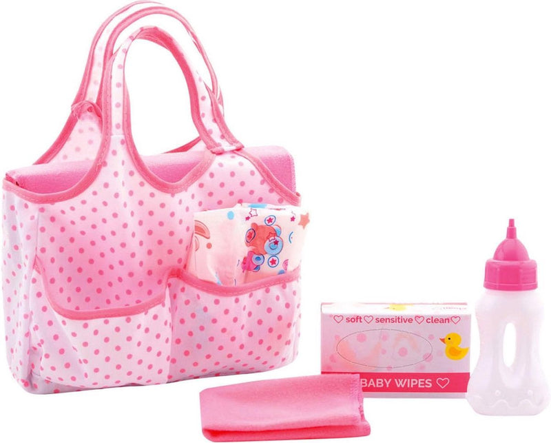 Load image into Gallery viewer, John toys baby rose luiertas voor pop - met accessoires en verschoonkussen
