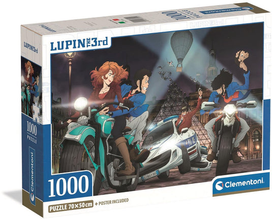 Clementoni - puzzel - 1000 stukjes - lupin iii - compact box - puzzel voor volwassenen