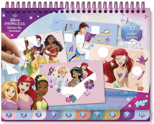 Totum disney princess sticker puzzelboek kids incl. kleurplaten doeboek vakantieboek 25-delig | educatief speelgoed meisjes vanaf 3 jaar