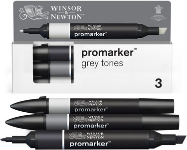 Winsor newton 0290185 promarker set 3 stuks – grey tones – alcoholmarkers met dubbele punt