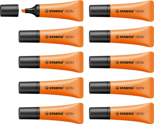 Stabilo neon - markeerstift - oranje - unieke tube vorm - doos 10 stuks