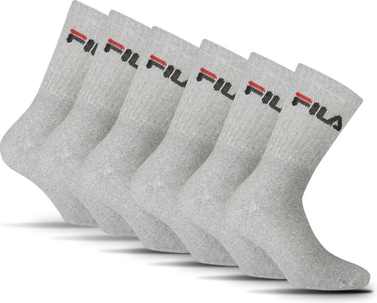 Fila crew sportsokken - maat 43 46 - 6 pack - grijs