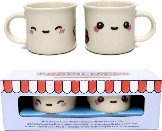 Merkloos sans marque foodiemals - espresso kopjes - set van 2 - superschattig - puckator