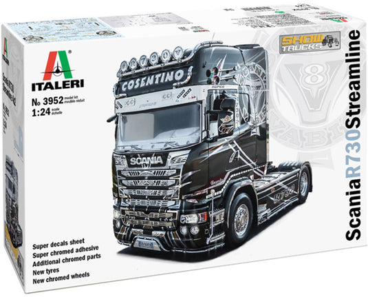 Italeri modelbouwpakket vrachtwagens - 3952 scania r730 v8 streamline - show truck plastic - 1:24 - modelbouw