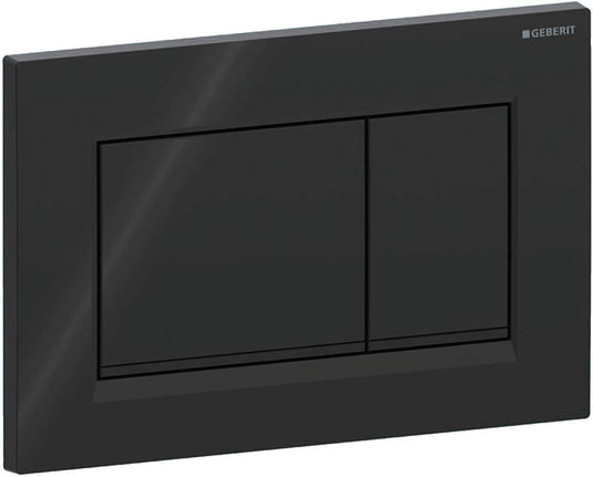 Geberit sigma20 bedieningsplaat - 2-toets spoeling - rechthoekige knoppen - zwart matzwart zwart