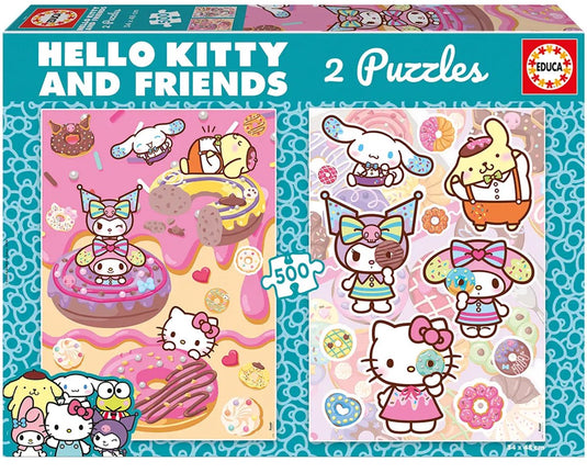 Educa hello kitty puzzel 2x500 stukken roze kinderen