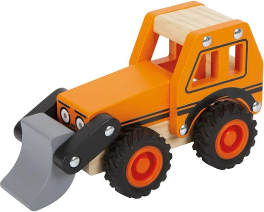 Small foot - houten graafmachine oranje