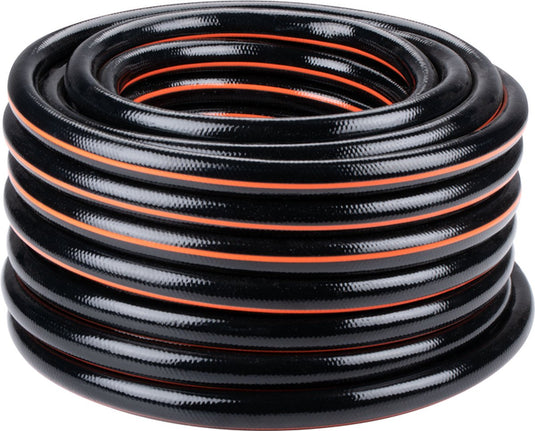 Black+decker tuinslang 15 meter - 19mm - duurzaam pvc - tuin besproeien, auto wassen, zwembad vullen - past op elke standaard kraan - zwart oranje