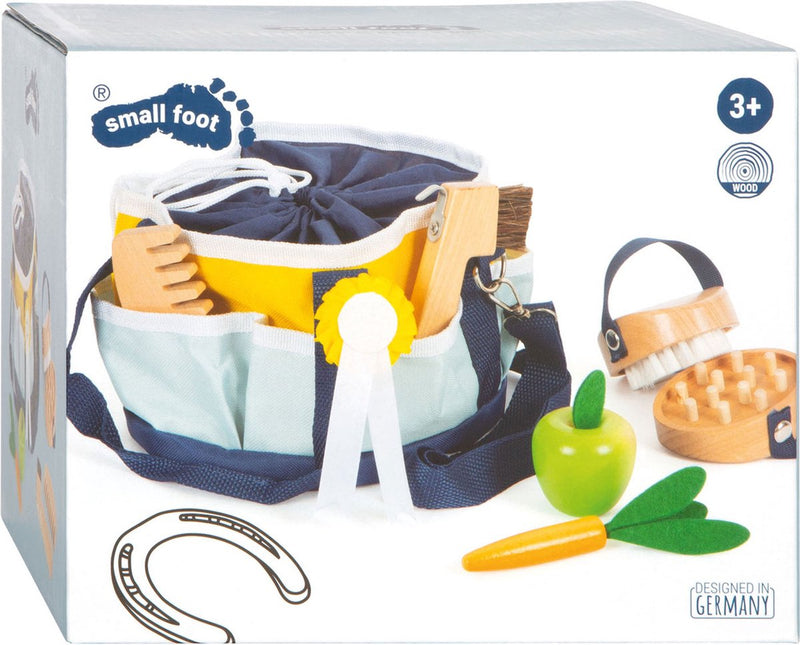 Load image into Gallery viewer, Small foot - houten paardenverzorgingsset met tas, 8dlg.
