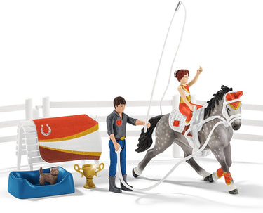 Schleich horse club speelfigurenset - mia's springset - kinderspeelgoed voor jongens en meisjes - 5 tot 12 jaar - 18 onderdelen - 42443