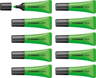 Stabilo neon - markeerstift - unieke tube vorm - groen - doos 10 stuks