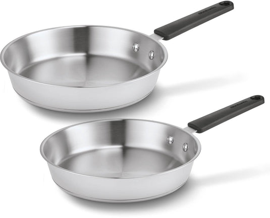 Brabantia enjoyment koekenpannenset ø 24cm ø 28cm - premium - rvs - 90% gerecycled - pfas-vrij - inductie geschikt