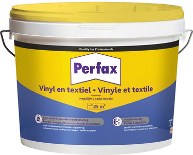 Perfax vinyl en textiel wandlijm 5 kg | gebruiksklare hoogwaardige lijm | voor diverse materialen | betrouwbare en veelzijdige toepassing | wand bekleding | feilloze afwerking