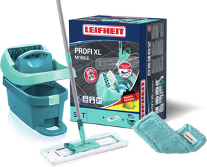 Leifheit profi xl compleet vloerwissysteem - met wieltjes - micro duo doek - extra static stofdoek - 42 cm wisbreedte