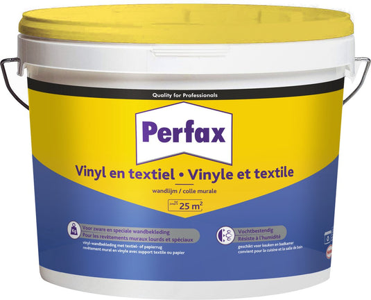 Perfax vinyl en textiel wandlijm 5 kg | gebruiksklare hoogwaardige lijm | voor diverse materialen | betrouwbare en veelzijdige toepassing | wand bekleding | feilloze afwerking