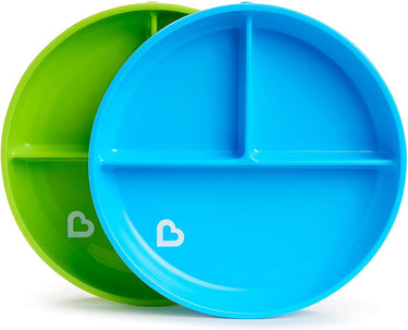 Munchkin bordjes met zuignap - anti-slip - vaatwasser- en magnetronbestendig - per 2 stuks - vanaf 6 maanden - blauw groen