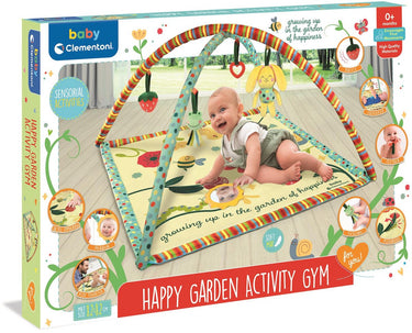 Clementoni babygym garden of happiness - speelmat en speelkleed - zacht speeltapijt 82x82 cm met speelboog en accessoires - baby gym speelgoed