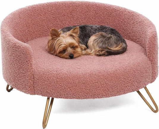 Flamingo hondenbed – sofa hond – sofa kat – dizco rond roze – 51 x 50 x 30,5 cm – metalen pootjes