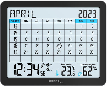 Nextime digitale kalender technoline wt 2600 172x139x21mm zwart