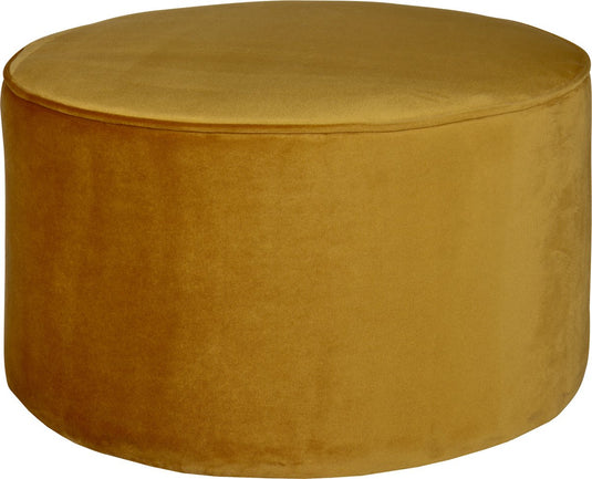 Woood sara poef laag - velvet - oker - 36x60x60