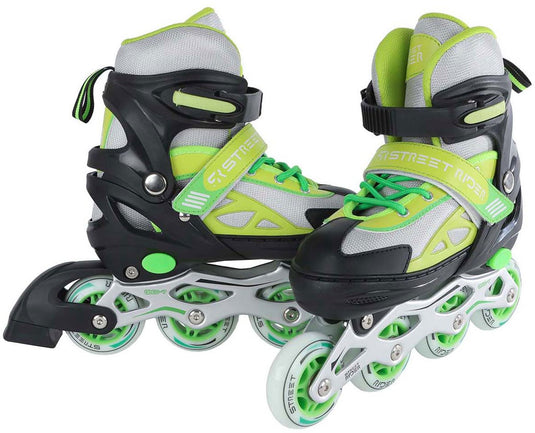 Street rider inline skeelers groen zwart verstelbaar, maat 37-40
