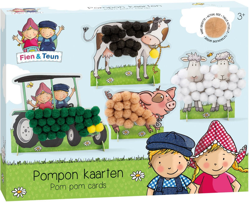 Load image into Gallery viewer, Bambolino fien teun knutselen - pompom plakken - knutselset boerderijdieren - creatief speelgoed, peuter, kleuter - vanaf 3 jaar - toys
