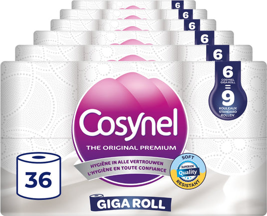 Cosynel toiletpapier 36=54 rollen - giga roll wit - 3-laags - voordeelverpakking