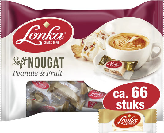 Lonka soft nougat pinda vrucht - per stuk verpakt - zak a 800g
