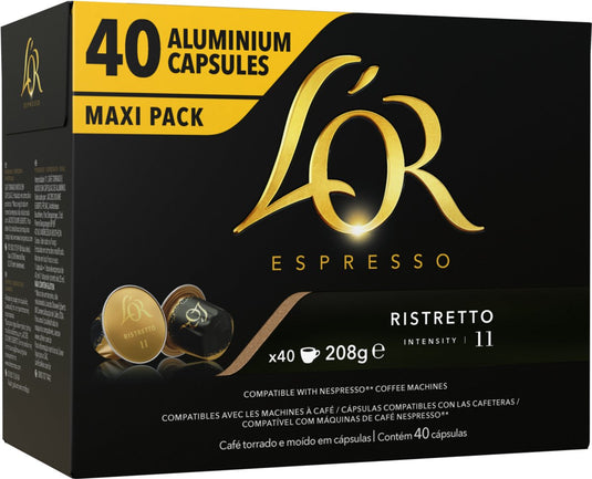 L'or espresso ristretto koffiecups - intensiteit 11 12 - 4 x 40 capsules