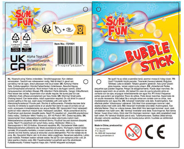 Sun fun bellenblaas stick 120ml 37cm, 24st.
