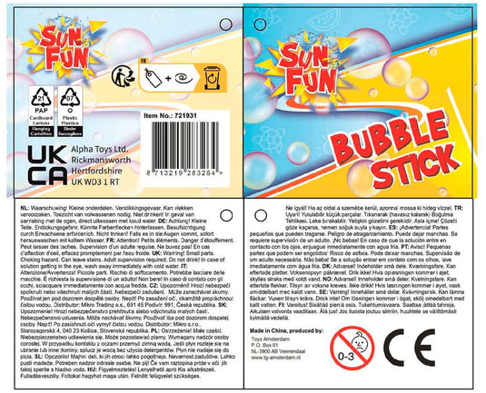 Sun fun bellenblaas stick 120ml 37cm, 24st.