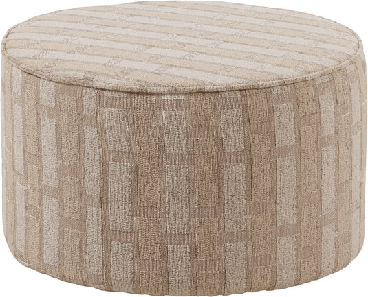 Woood sarli poef laag dessin - chenille - naturel beige - 36x60x60