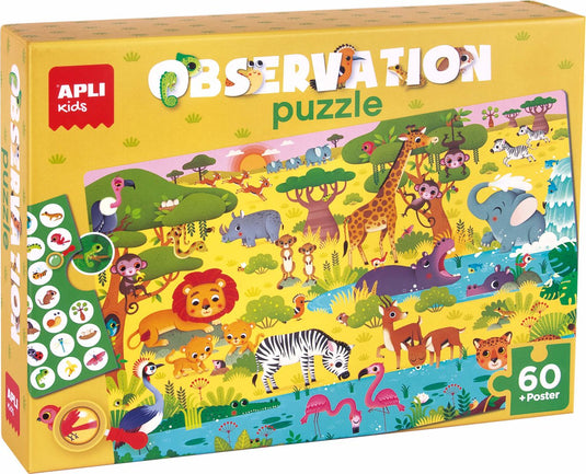 Apli kids - junior jungle observatiepuzzel (60 stuks).