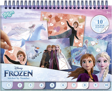 Totum disney frozen vakantie doeboek sticker puzzelboek - stickeren op nummer en kleurboekje - sticker by number educatief speelgoed knutselen 25-delig