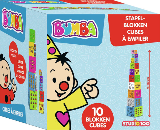 Bumba stapelblokken - 10 blokken in karton - totale hoogte 100 cm