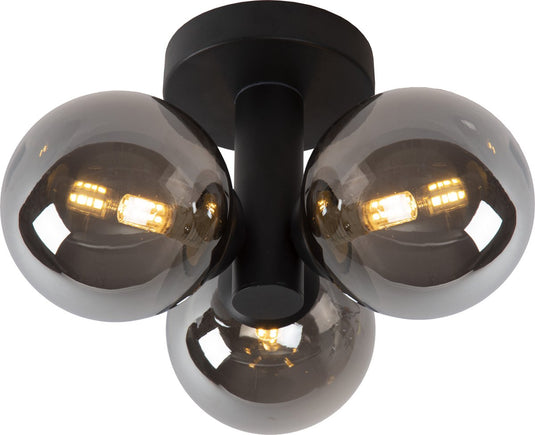 Lucide trudy - plafonnière (plafondlamp) badkamer - ø 28 cm - 3xg9 - ip44 - zwart
